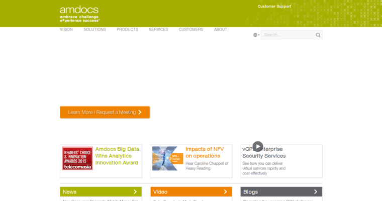 Home page of #5 Leading Enterprise CRM Application: Amdocs