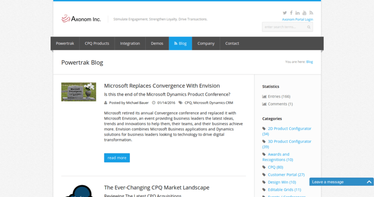 Blog page of #2 Top Enterprise CRM Software: Axonom