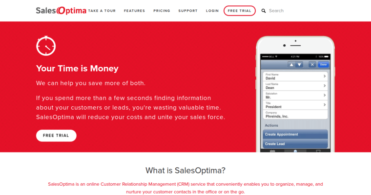 Home page of #4 Leading Enterprise CRM Solution: SalesOptima