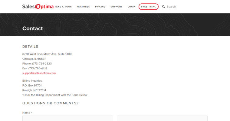 Contact page of #4 Top Enterprise CRM Software: SalesOptima