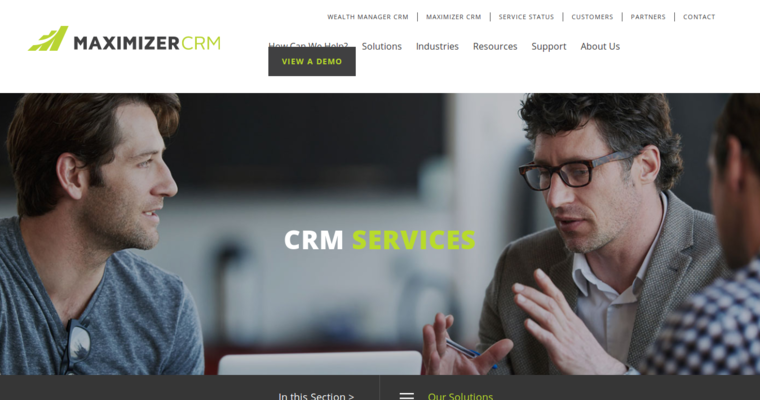 Service page of #5 Leading Financial Advisor CRM Software: Maximizer
