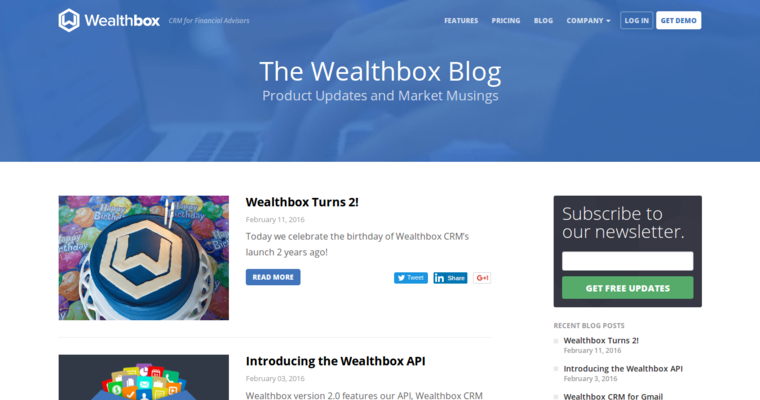 Blog page of #2 Best Financial Advisor CRM Software: Wealthbox