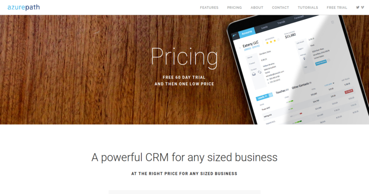 Pricing page of #6 Leading Financial Advisor CRM Software: Azure Path