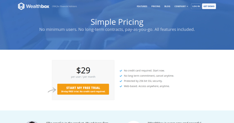 Pricing page of #2 Best Financial Advisor CRM Software: Wealthbox