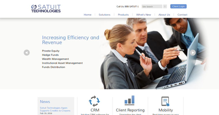 Home page of #8 Best Financial Advisor CRM Software: Satuit