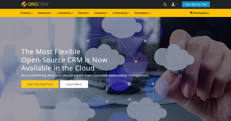 Home page of #2 Leading Financial Advisor CRM Software: OroCRM