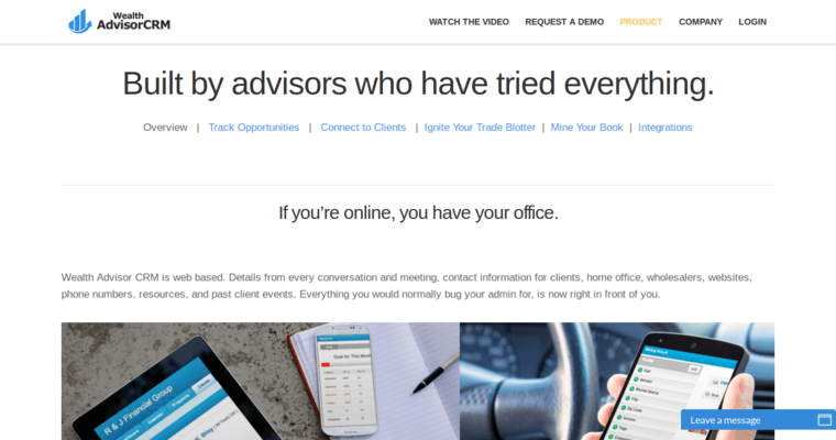 Tour page of #4 Top Financial Advisor CRM Software: Wealth Advisor CRM