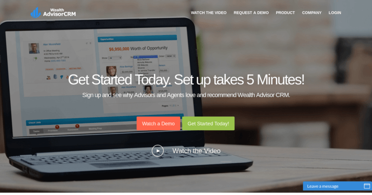 Home page of #3 Best Financial Advisor CRM Software: Wealth Advisor CRM