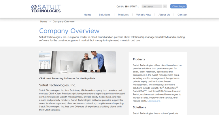 About page of #7 Top Financial Advisor CRM Software: Satuit