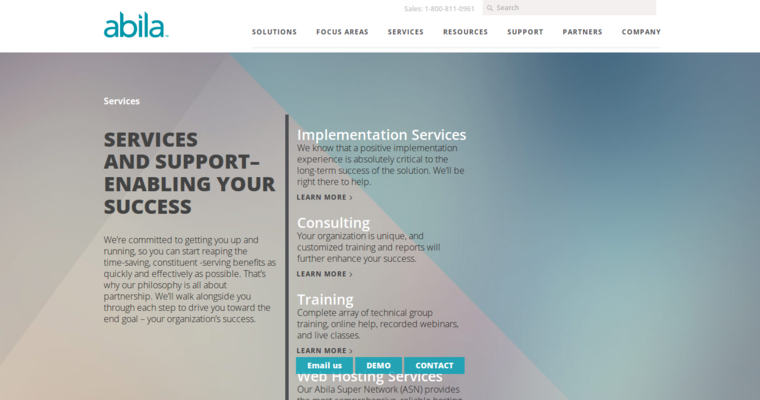 Service page of #4 Leading Non Profit CRM Software: Abila Millenium
