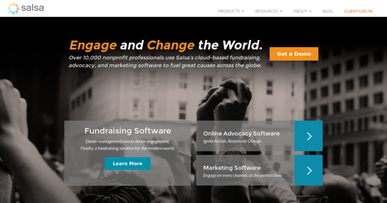 Home page of #2 Top Non Profit CRM Software: Salsa Labs