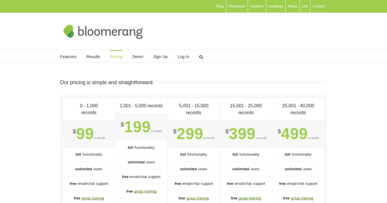 Pricing page of #3 Leading Non Profit CRM Software: Bloomerang