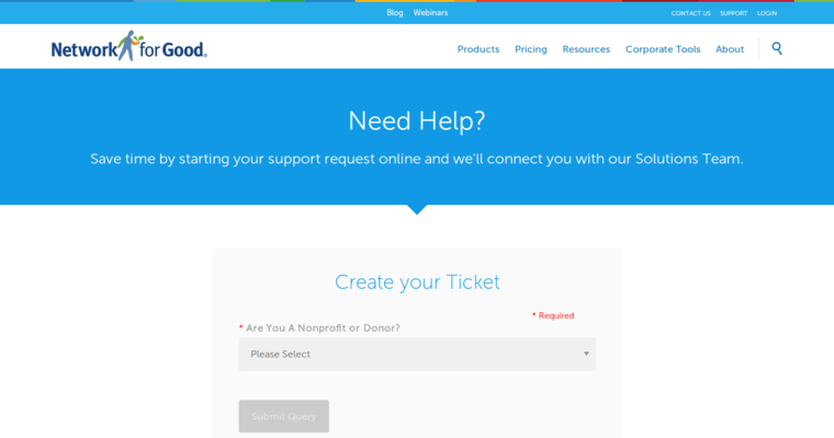 Support page of #6 Leading Non Profit CRM Software: Network for Good