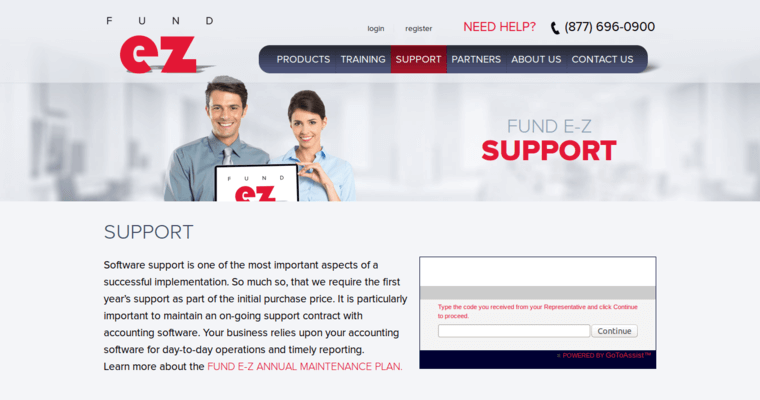 Support page of #9 Leading Non Profit CRM Software: Fund E-Z