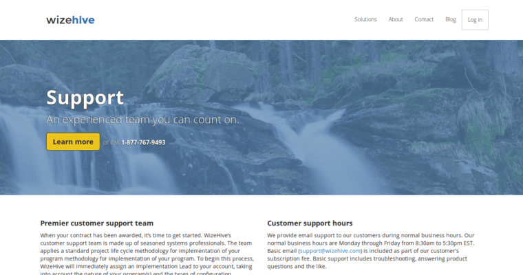 Support page of #8 Leading Non Profit CRM Software: WizeHive