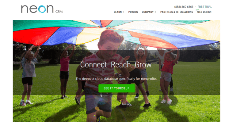 Home page of #5 Leading Non Profit CRM Software: Neon CRM