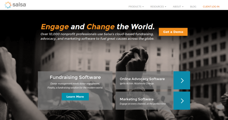 Home page of #2 Leading Non Profit CRM Software: Salsa Labs