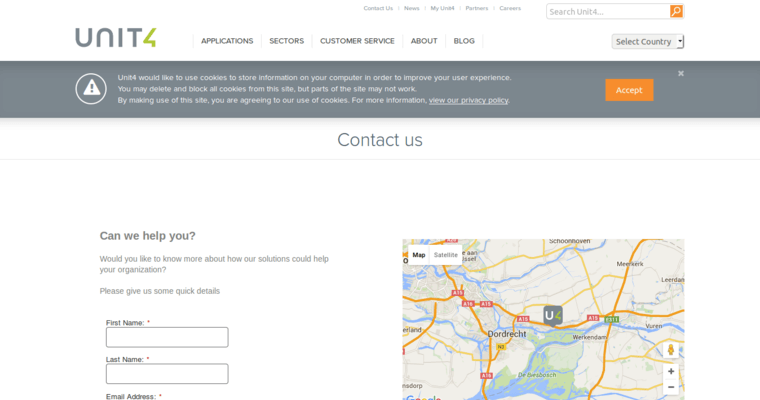 Contact page of #10 Leading Non Profit CRM Software: Unit4