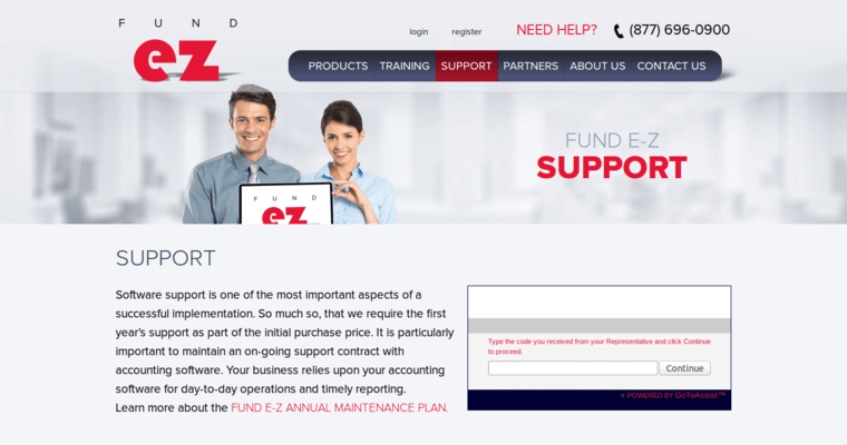 Support page of #9 Best Non Profit CRM Software: Fund E-Z