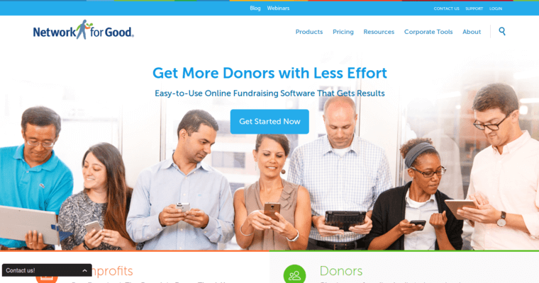 Home page of #6 Best Non Profit CRM Software: Network for Good