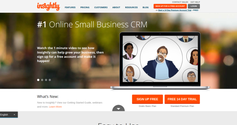 Home page of #10 Leading Online CRM Application: Insightly
