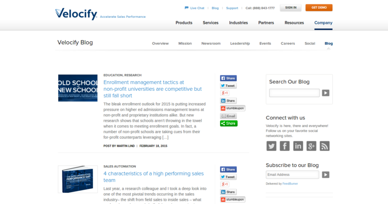 Blog page of #7 Best Online CRM Application: Velocify