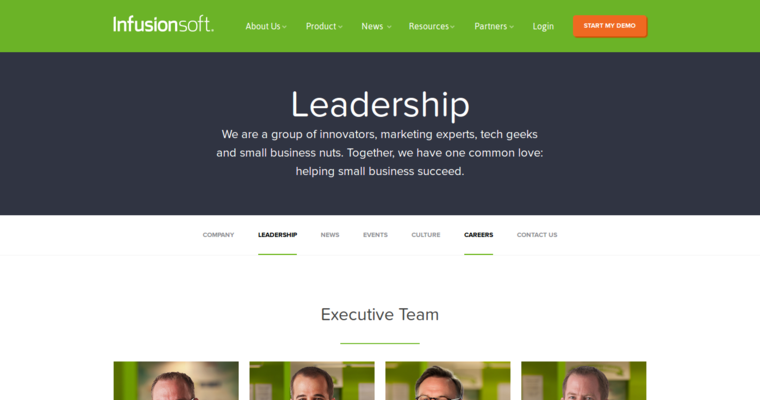Team page of #7 Leading Online CRM Solution: Infusionsoft