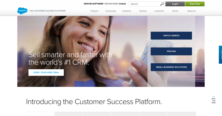 Home page of #1 Best Online CRM Software: Salesforce.com