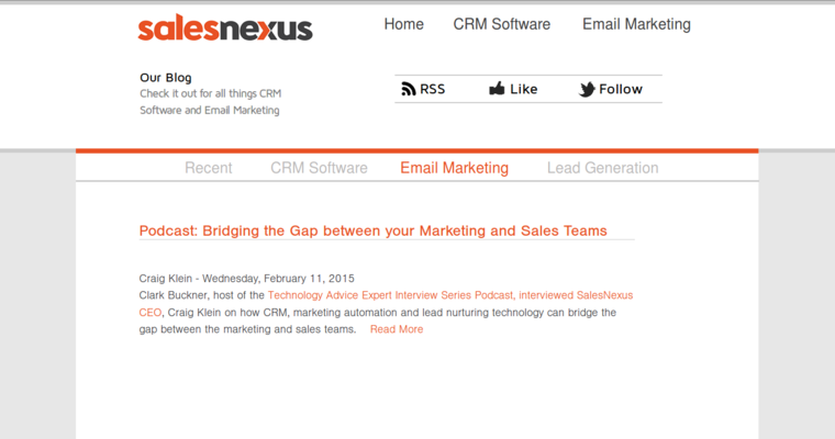 Blog page of #6 Best Online CRM Solution: SalesNexus