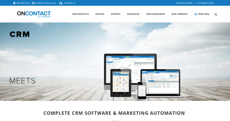 Home page of #5 Best Online CRM Software: OnContact