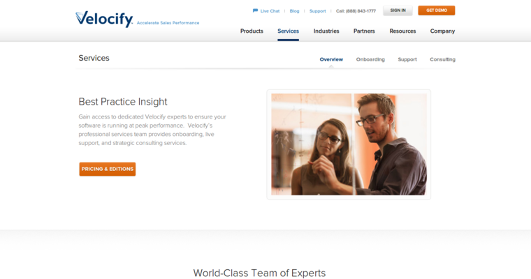 Service page of #7 Leading Online CRM Software: Velocify