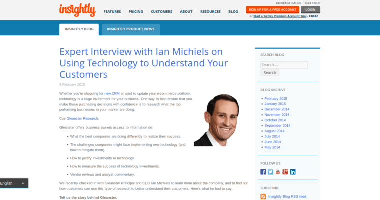 Blog page of #8 Leading Online CRM Solution: Insightly