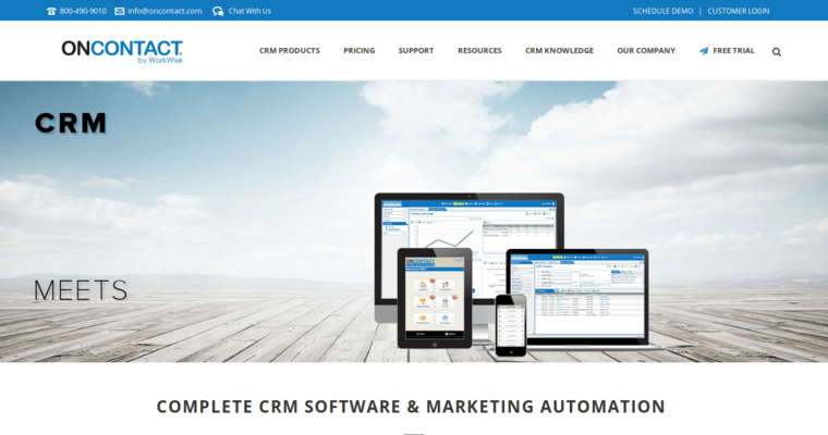 Home page of #4 Top Online CRM Solution: OnContact