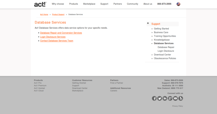 Service page of #3 Leading Online CRM Application: Act CRM