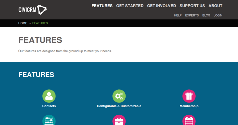 Features page of #9 Leading Open Source CRM Software: CiviCRM