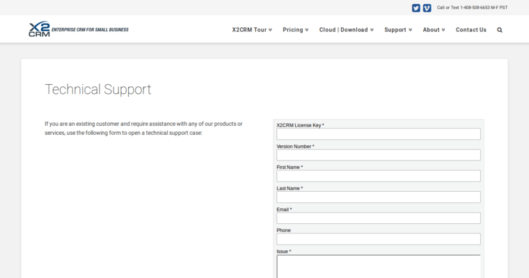 Support page of #10 Top Open Source CRM Software: X2CRM