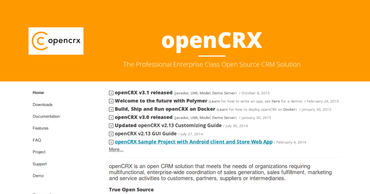 Home page of #5 Best Open Source CRM Software: openCRX
