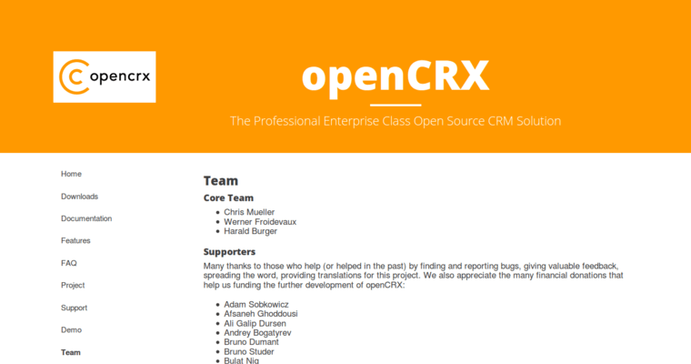 Team page of #5 Top Open Source CRM Software: openCRX