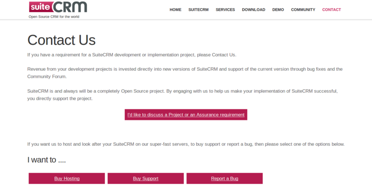 Contact page of #1 Leading Open Source CRM Software: SuiteCRM
