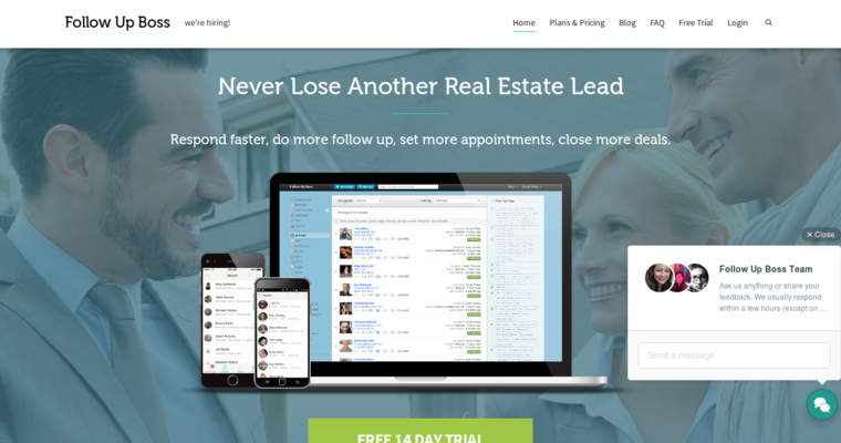 Home page of #1 Top Real Estate CRM Software: Follow Up Boss