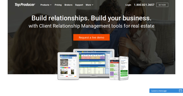 Home page of #8 Leading Real Estate CRM Software: Top Producer