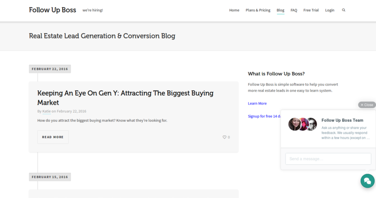 Blog page of #1 Leading Real Estate CRM Software: Follow Up Boss