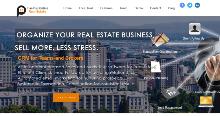 Home page of #3 Top Real Estate CRM Software: PlanPlus Online Real Estate