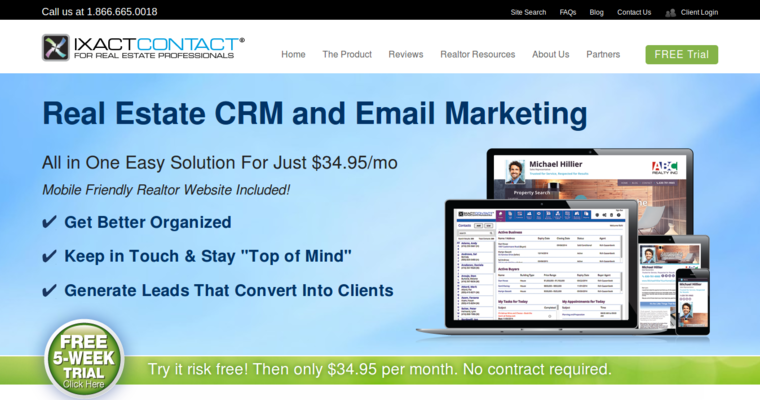 Home page of #2 Top Real Estate CRM Software: IXACT Contact