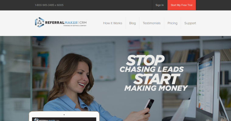 Home page of #6 Best Real Estate CRM Software: Referral Maker