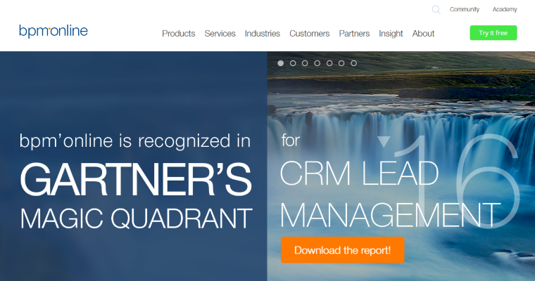 Home page of #4 Top Real Estate CRM Software: bpm'online