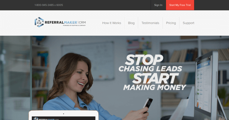 Home page of #8 Best Real Estate CRM Software: Referral Maker