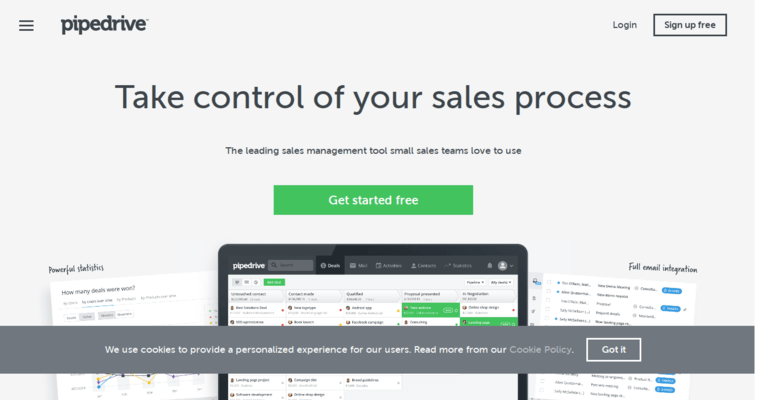 Home page of #1 Top Real Estate CRM Software: Pipedrive