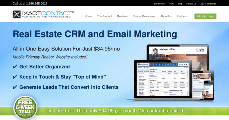 Home page of #3 Best Real Estate CRM Software: IXACT Contact
