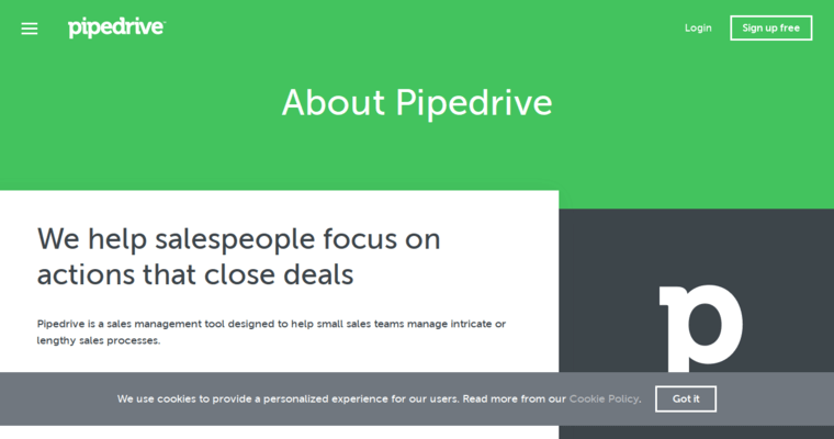 About page of #1 Top Real Estate CRM Software: Pipedrive